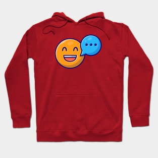 Happy Smile Emoticon with Talk Speech Bubble Cartoon Vector Icon Illustration Hoodie